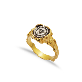Medallion Design 22K Gold Silver Vintage Ring