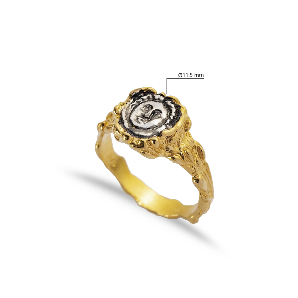 Medallion Design 22K Gold Silver Vintage Ring