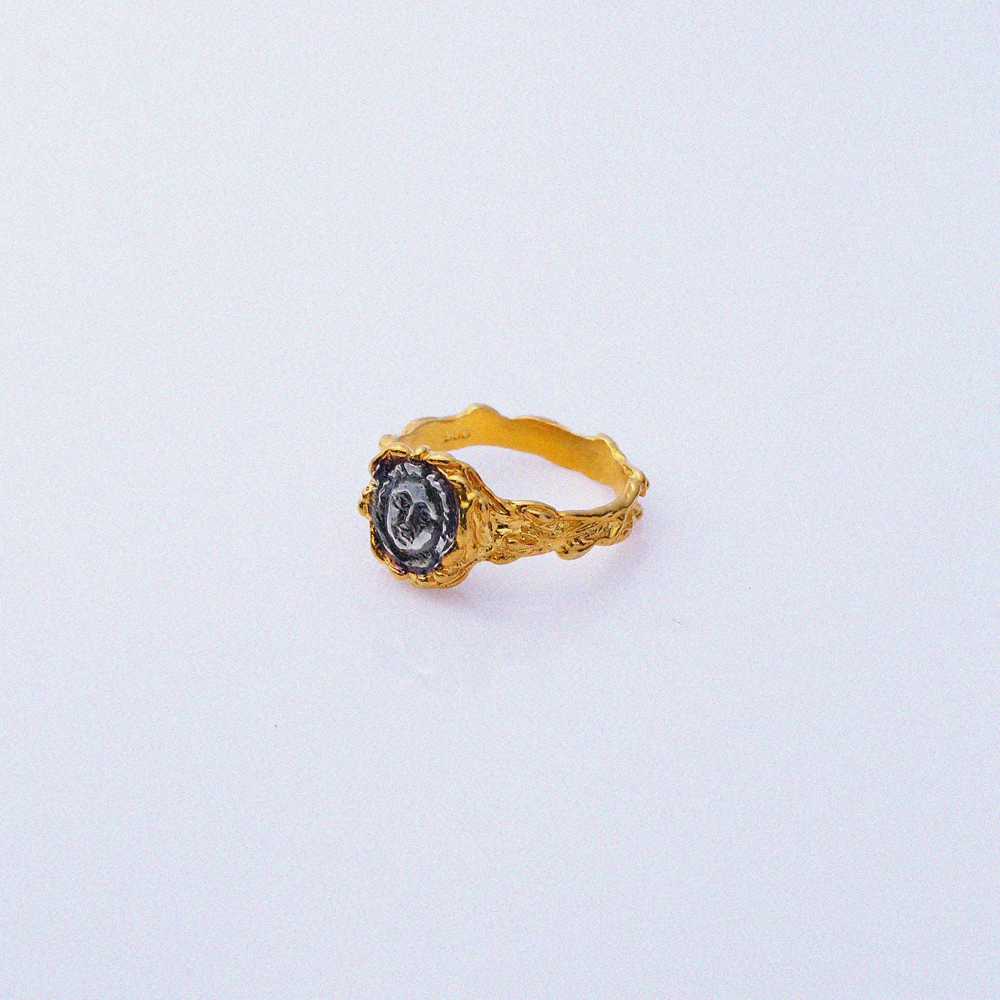 Medallion Design 22K Gold Silver Vintage Ring