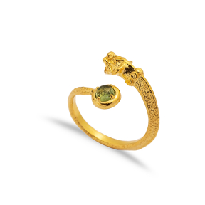 Green Tourmaline Design 22K Gold Vintage Ring