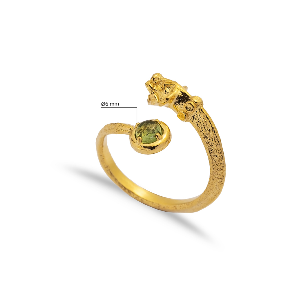 Green Tourmaline Design 22K Gold Vintage Ring