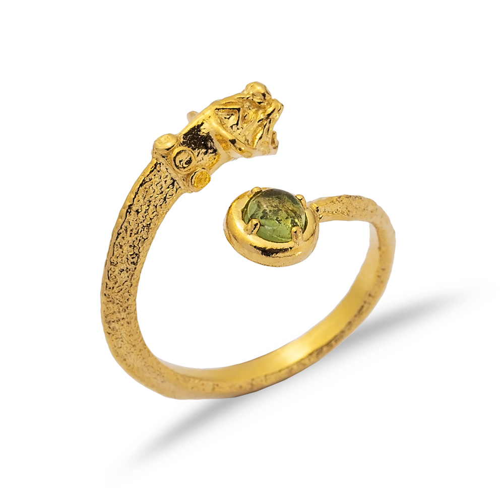 Green Tourmaline Design 22K Gold Vintage Ring