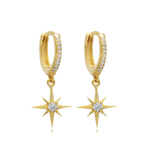 Star Compass Charm Silver Dangle Earrings