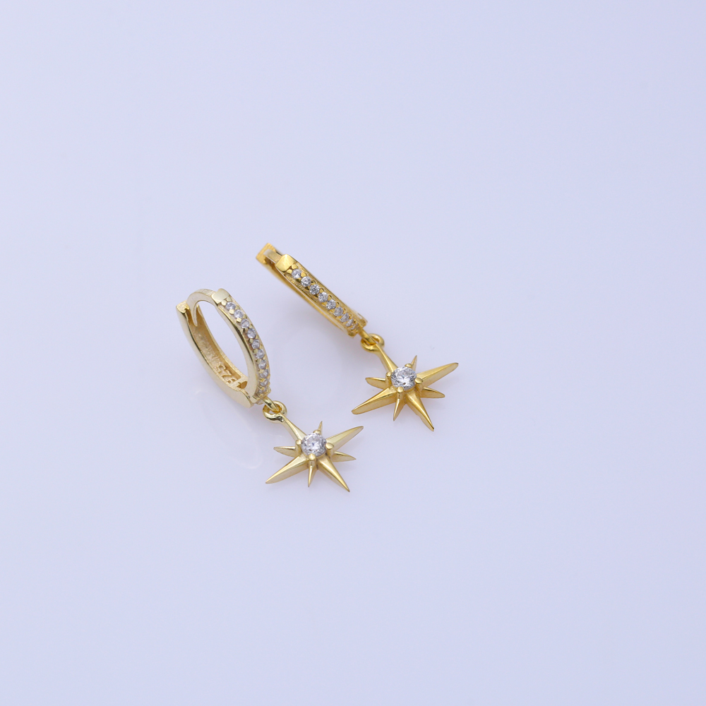 Star Compass Charm Silver Dangle Earrings