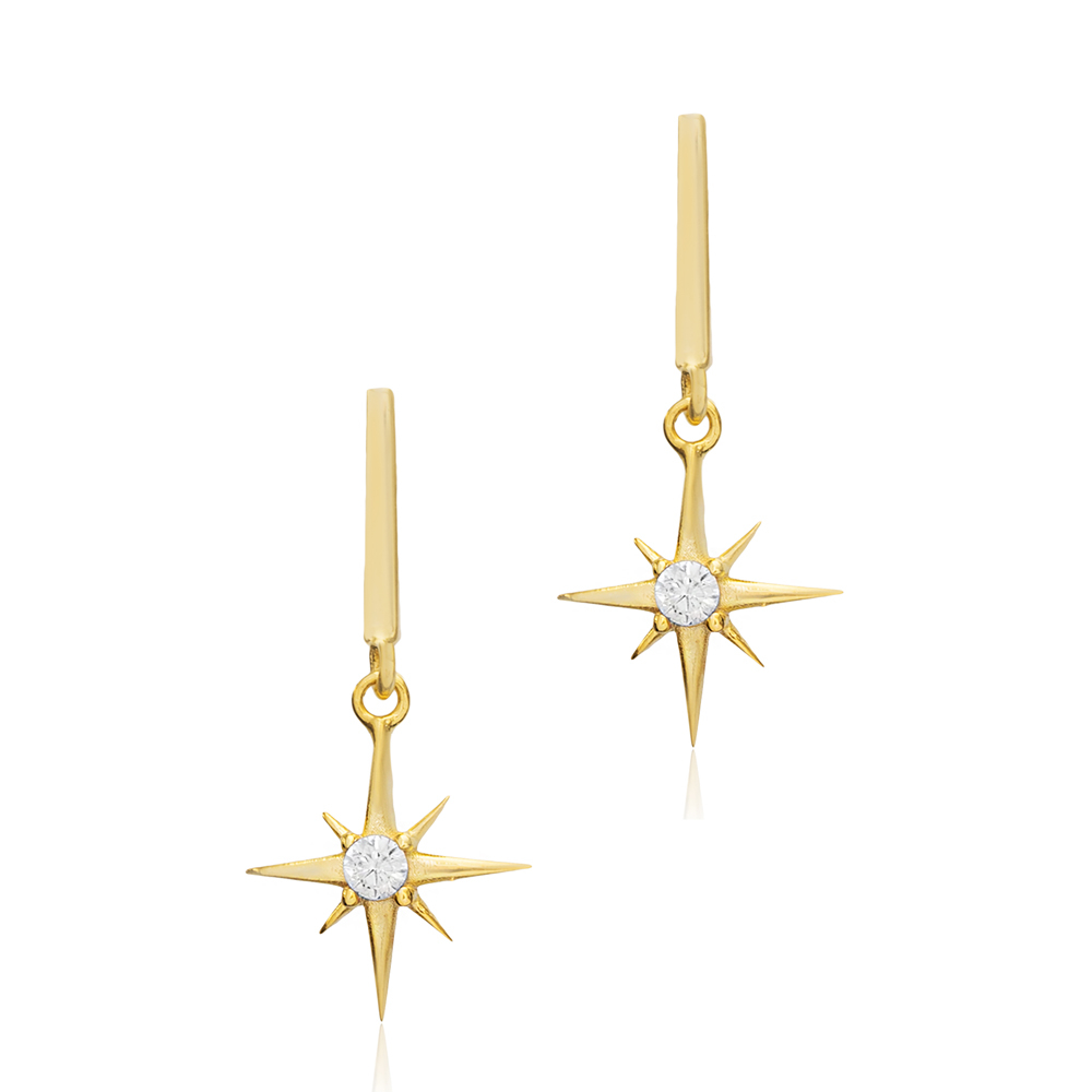 Compass Shape Bar Silver Stud Earrings