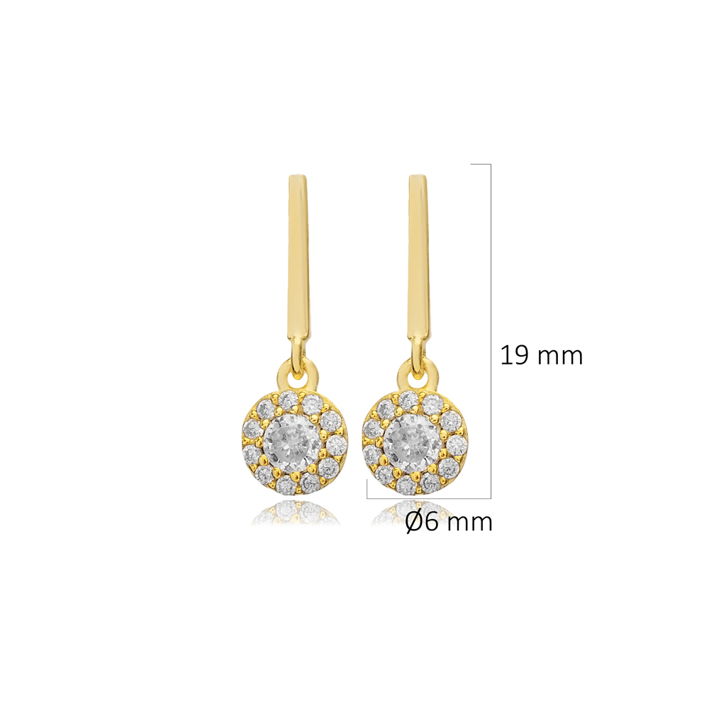 Clear CZ Round Bar Silver Stud Earrings