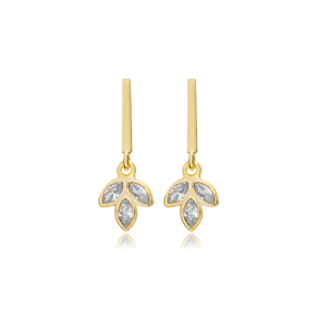 Elegant Flower Bar Silver Stud Earrings