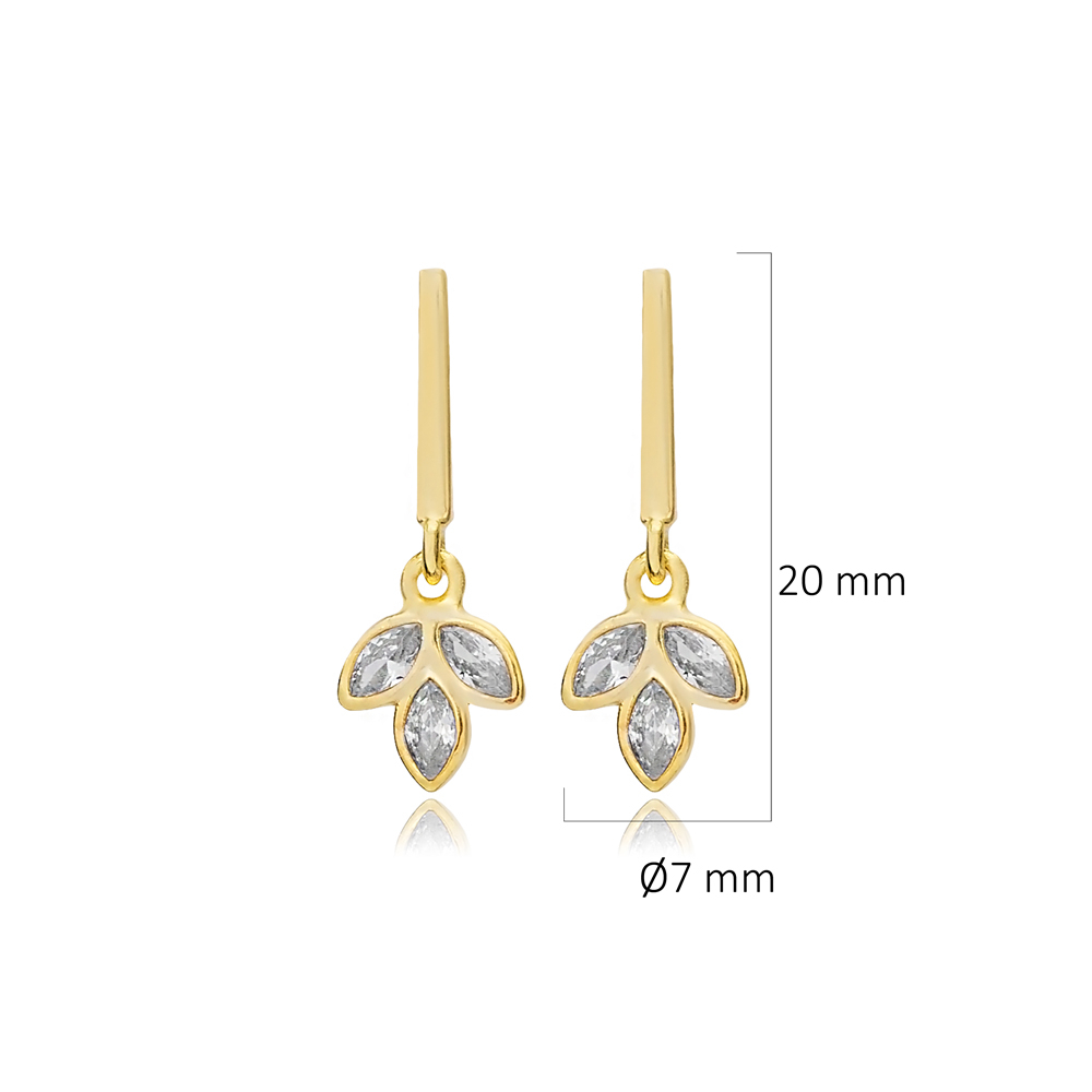 Elegant Flower Bar Silver Stud Earrings