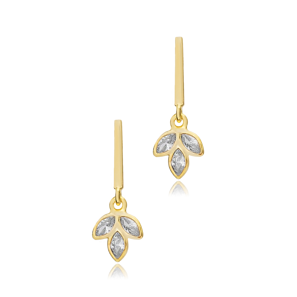 Elegant Flower Bar Silver Stud Earrings