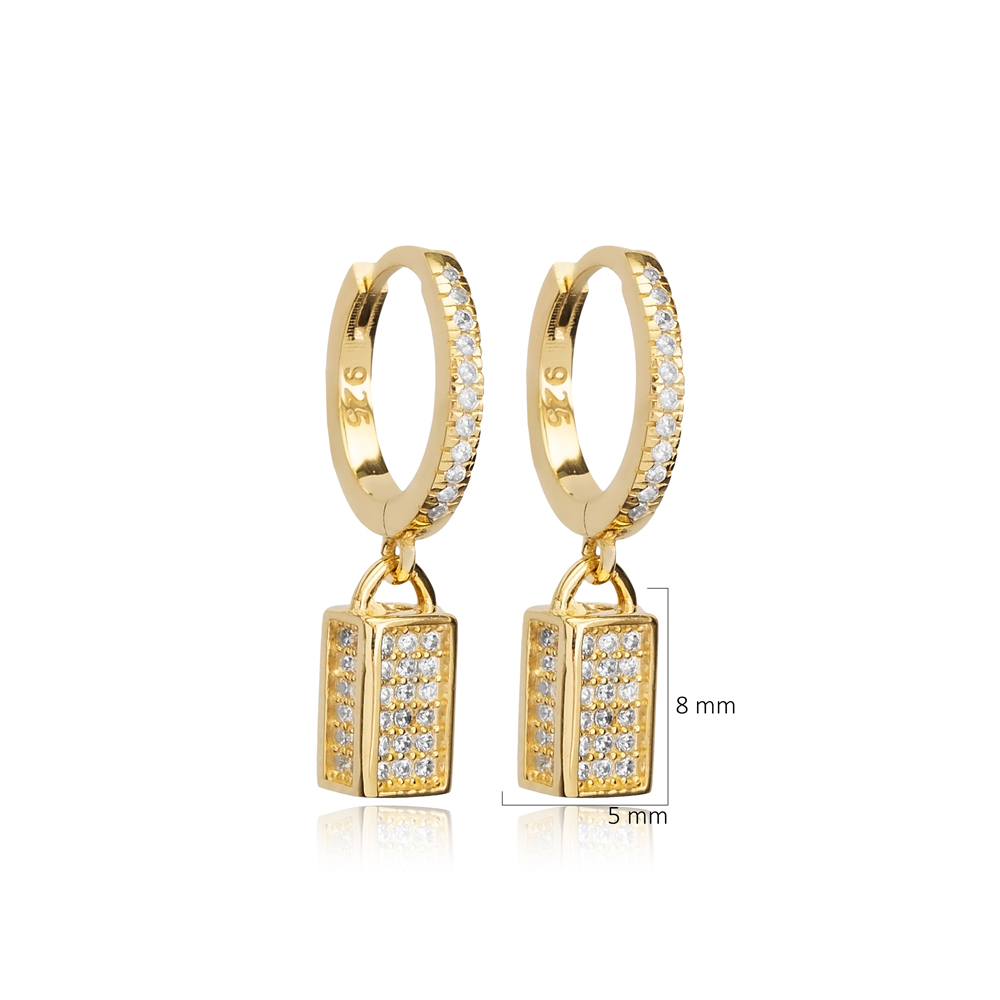 Geometric Shape CZ Stone Dangle Earrings