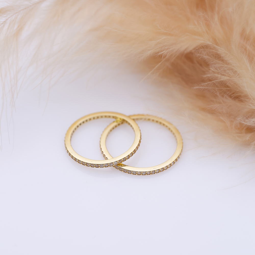 Tiny Classic Design CZ Stone Band Ring