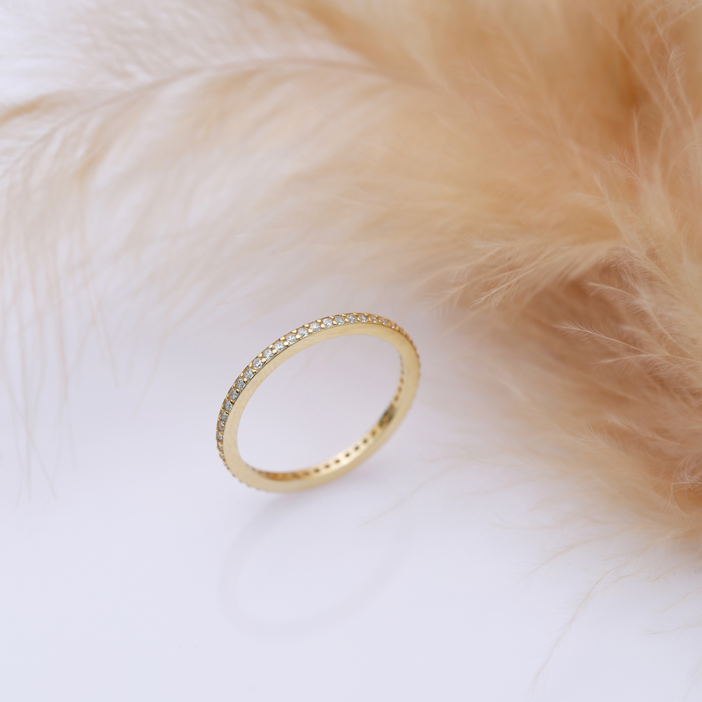 Tiny Classic Design CZ Stone Band Ring