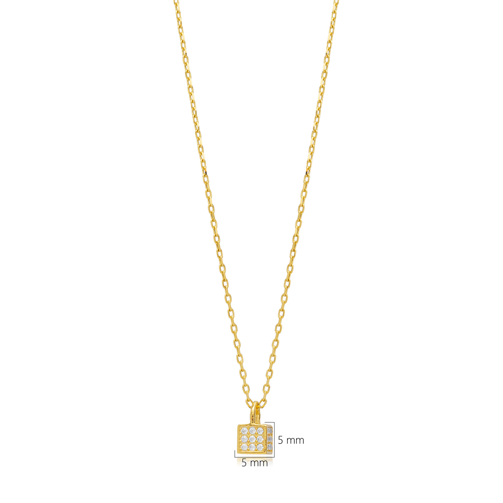 Tiny Design Clear CZ Stone Charm Necklace