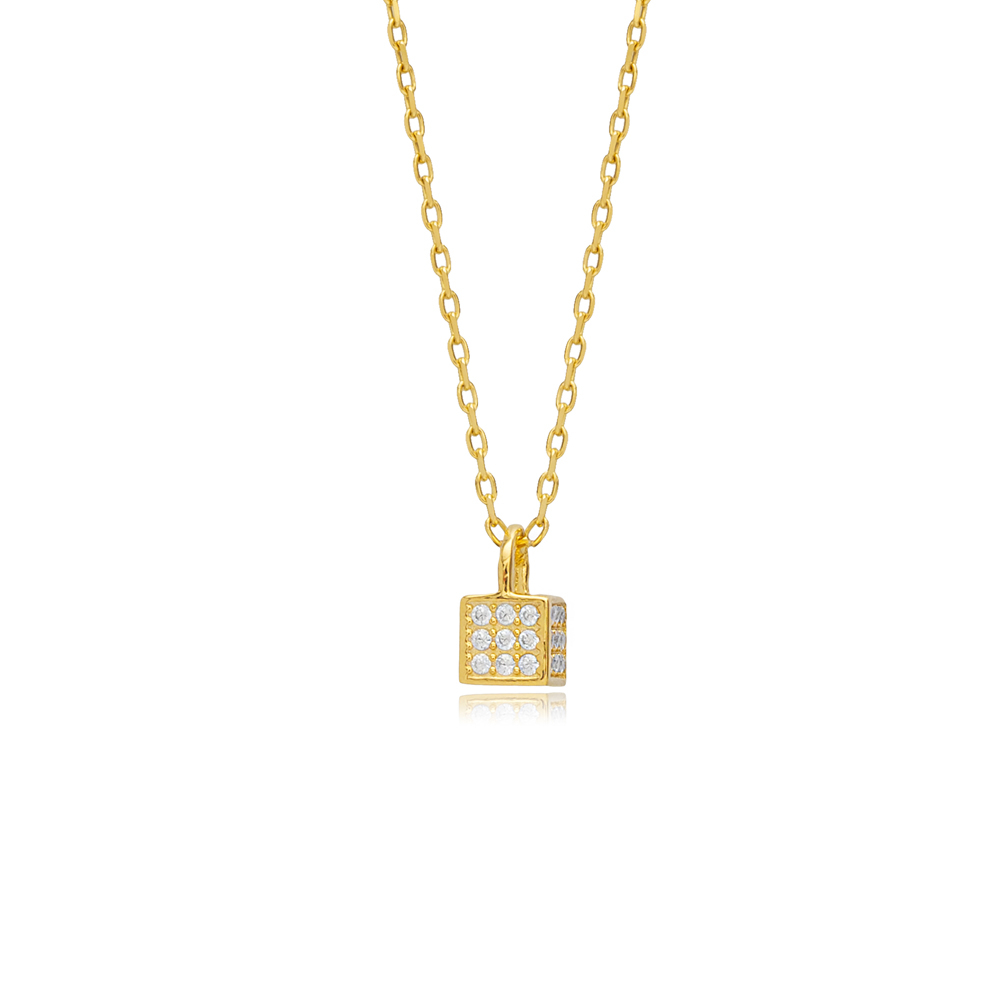 Tiny Design Clear CZ Stone Charm Necklace