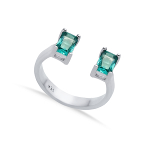Paraiba Rectangle Silver Adjustable Ring