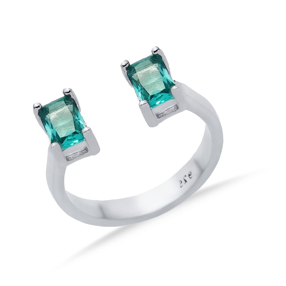 Paraiba Rectangle Silver Adjustable Ring
