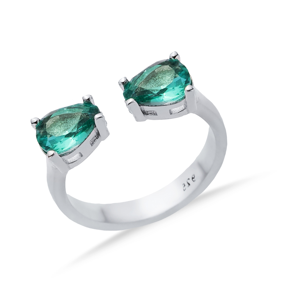 Paraiba Pear Silver Adjustable Ring