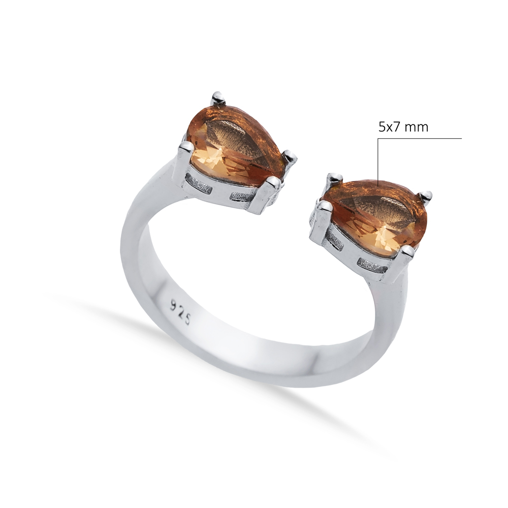 Pear Zultanite CZ Silver Adjustable Ring
