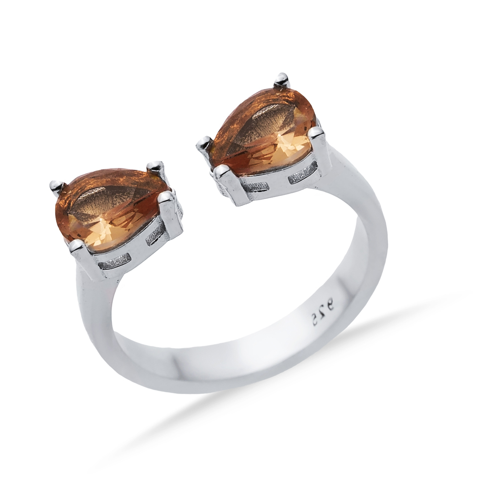 Pear Zultanite CZ Silver Adjustable Ring