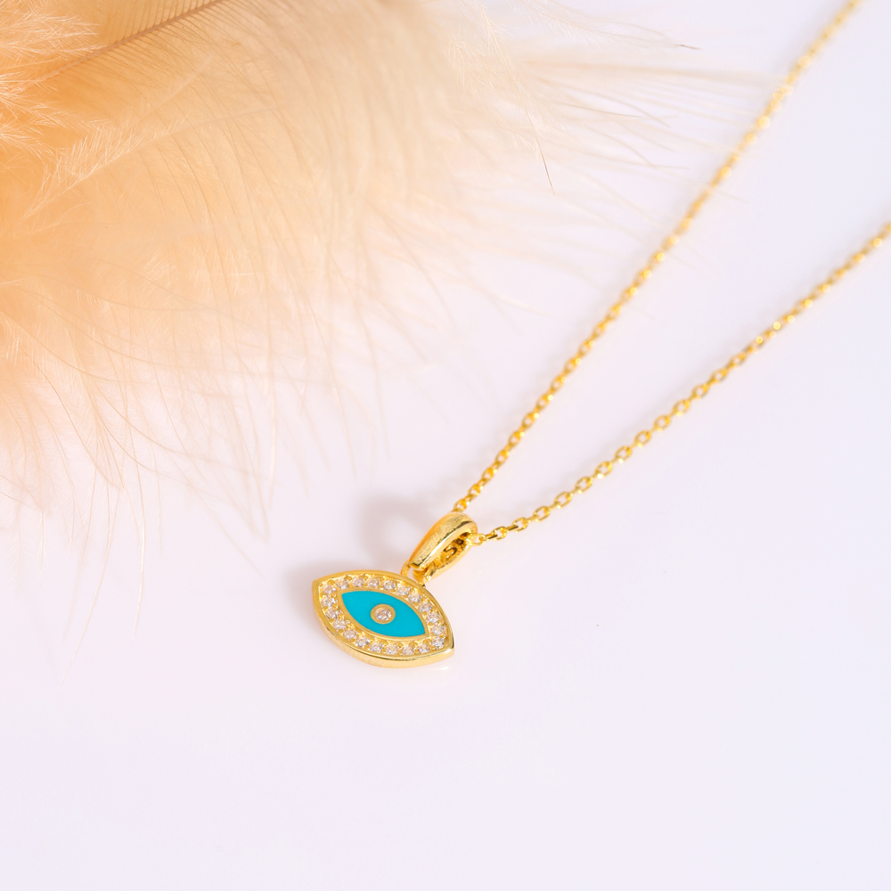 Minimalist Eye Design Enamel Charm Necklace