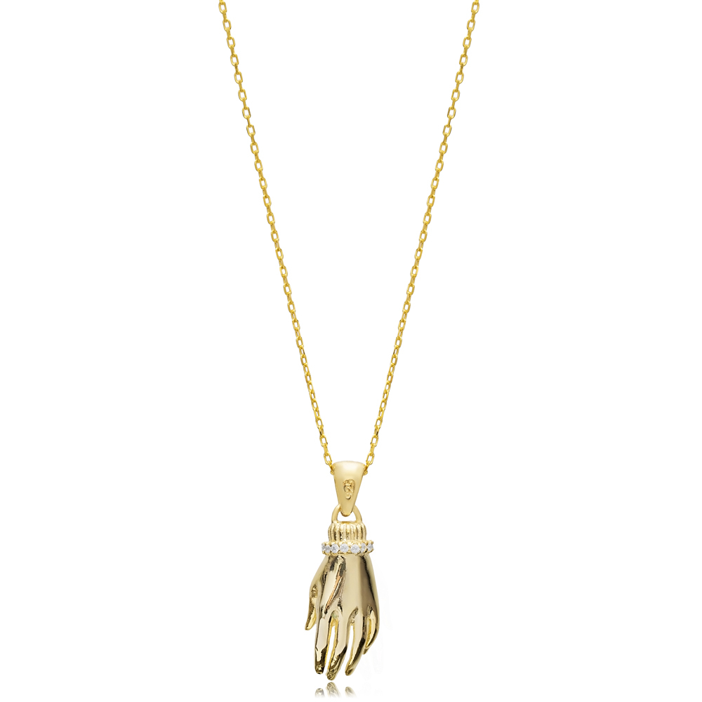 Hand Design White Opal Stone Charm Necklace