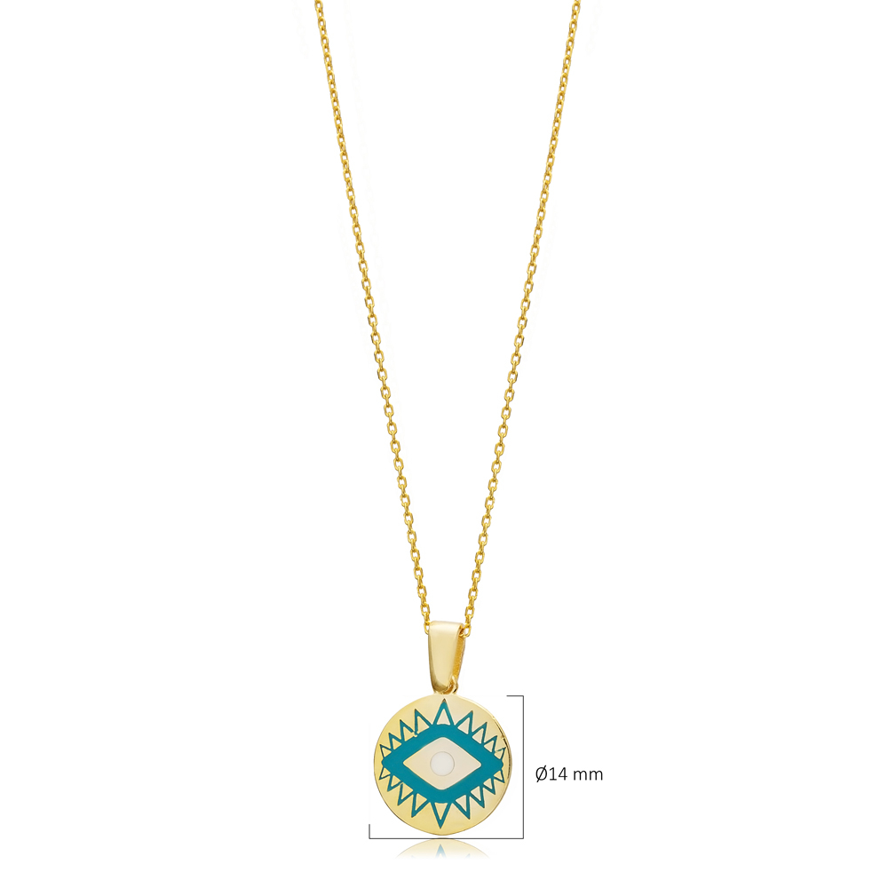 Elegant Round Evil Eye Enamel Charm Necklace