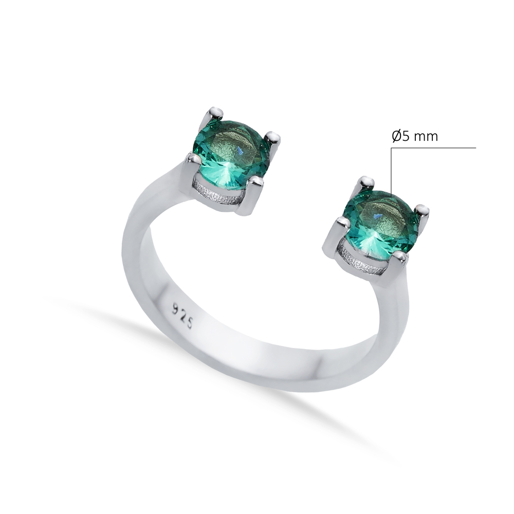 Paraiba CZ Round Silver Adjustable Ring