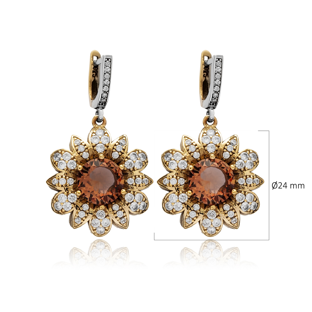 Zultanite Flower Authentic Turkish Dangle Earrings