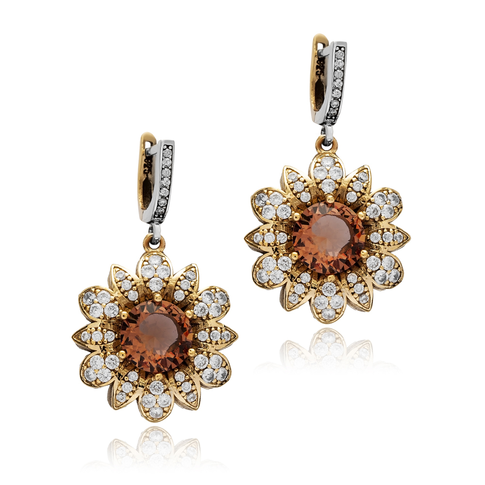 Zultanite Flower Authentic Turkish Dangle Earrings
