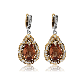Zultanite CZ Pear Authentic Dangle Earrings