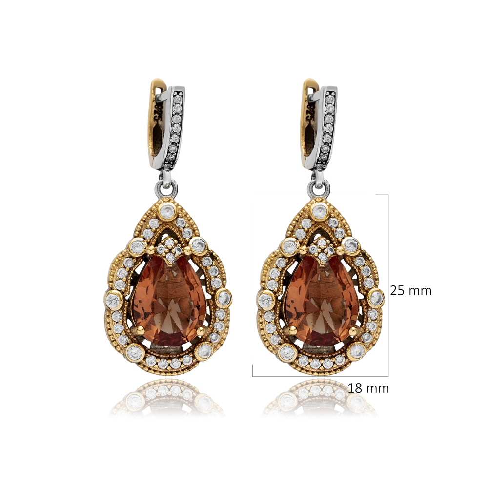 Zultanite CZ Pear Authentic Dangle Earrings