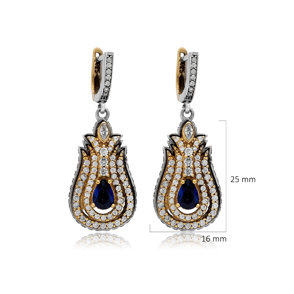 Tulip Sapphire Pear Authentic Earrings