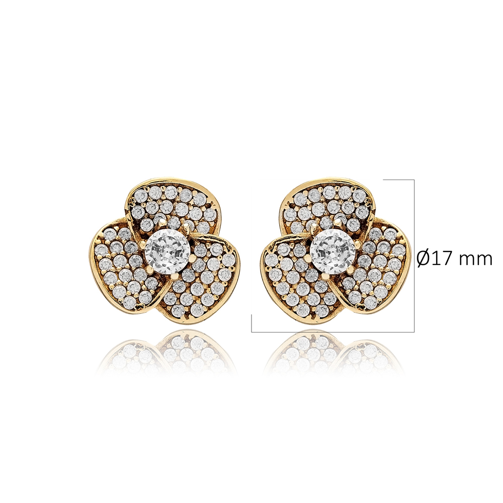 Clear CZ Flower Authentic Earrings