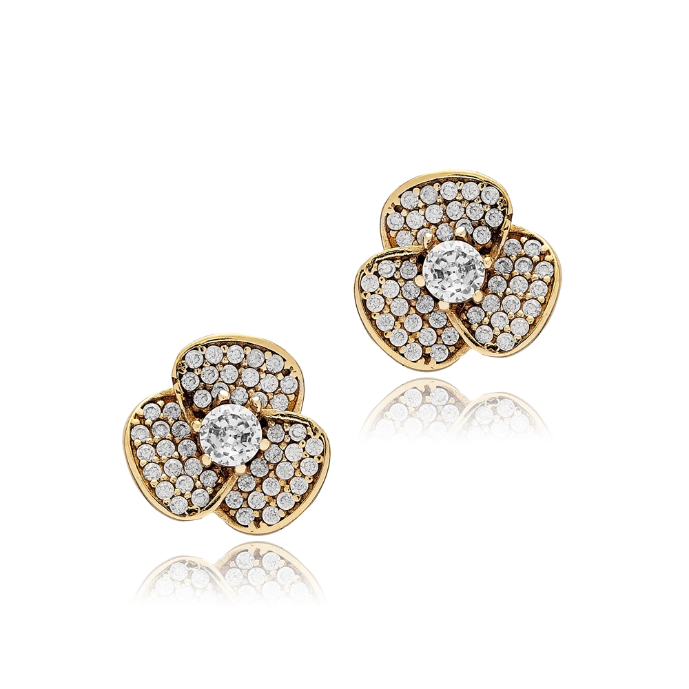 Clear CZ Flower Authentic Earrings