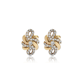 Clear CZ Flower Authentic Earrings