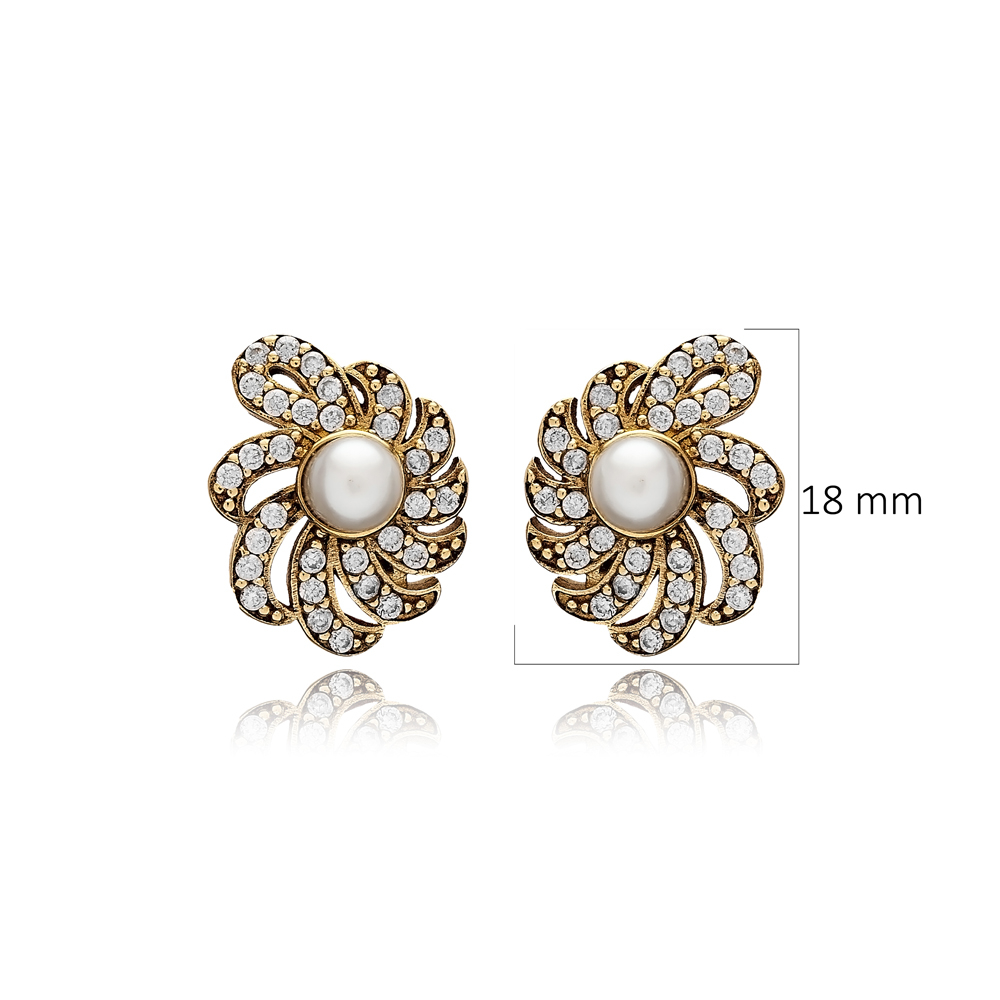 Pearl CZ Flower Authentic Earrings