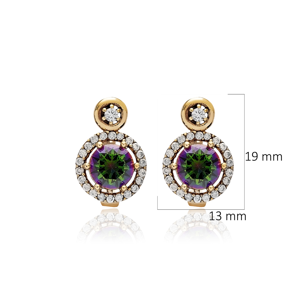 Mystic Topaz Cz Round Authentic Earrings