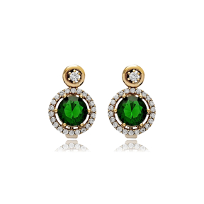 Emerald Round Design Authentic Earrings