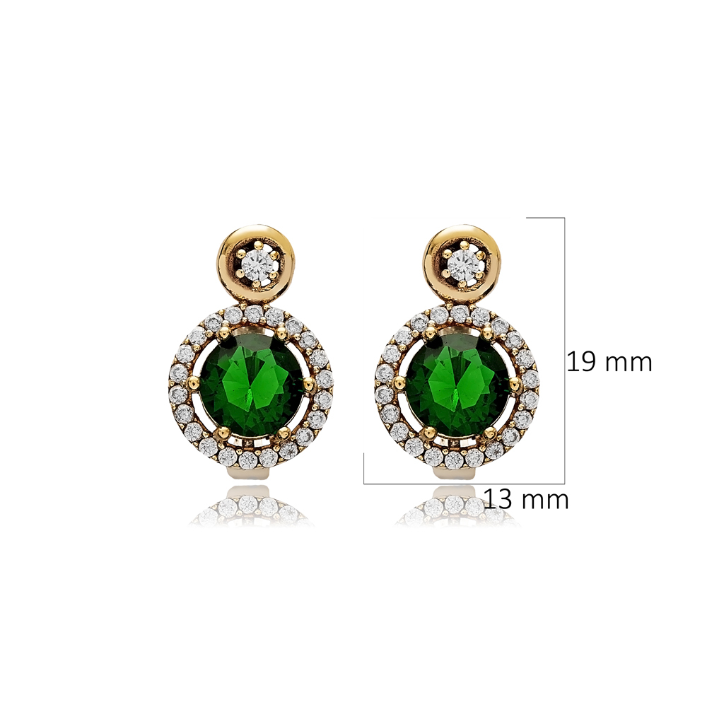 Emerald Round Design Authentic Earrings