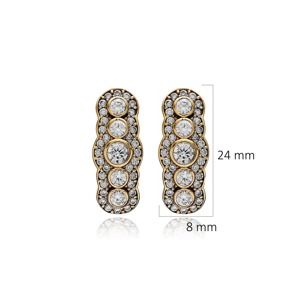 White CZ Round Design Authentic Earrings
