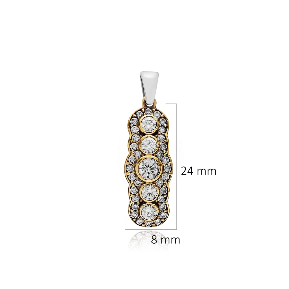White CZ Round Design Authentic Pendant