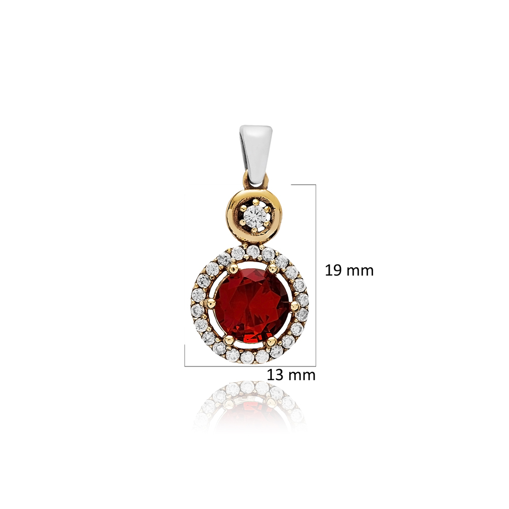 Garnet Cz Round Shape Authentic Pendant