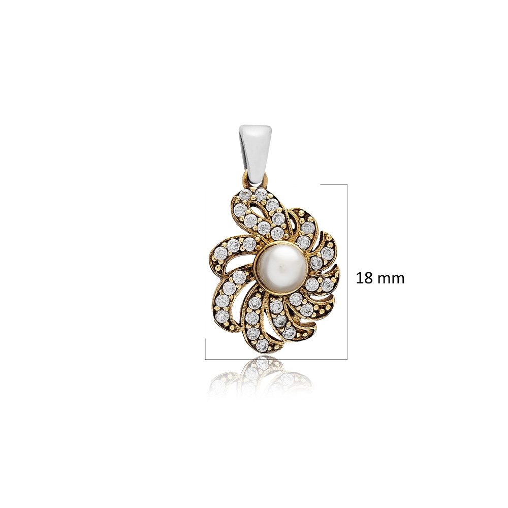 Pearl CZ Flower Authentic Pendant