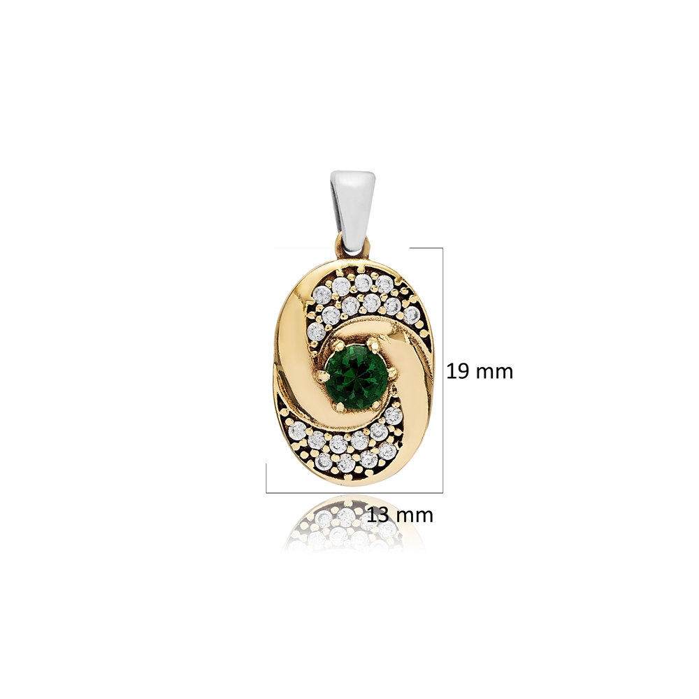 Emerald CZ Round Design Authentic Pendant