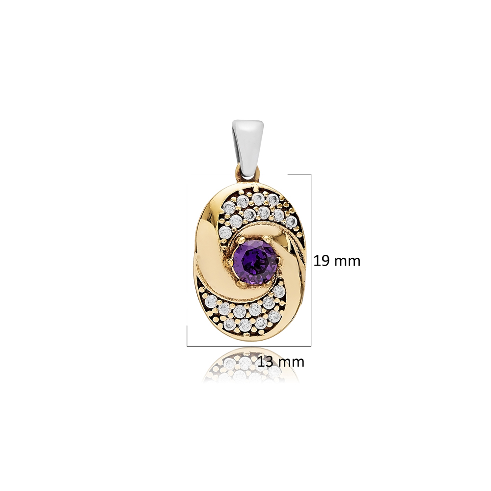 Amethyst CZ Round Design Authentic Pendant