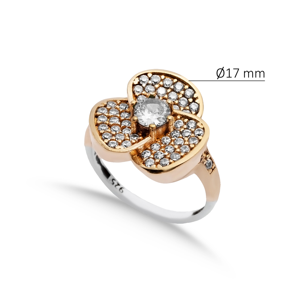 Clear CZ Flower Ottoman Silver Authentic Ring
