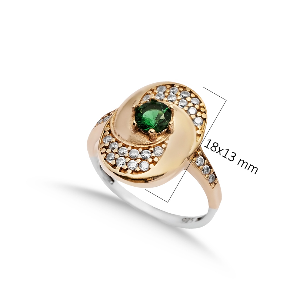 Emerald CZ Turkish Ottoman Silver Authentic Ring