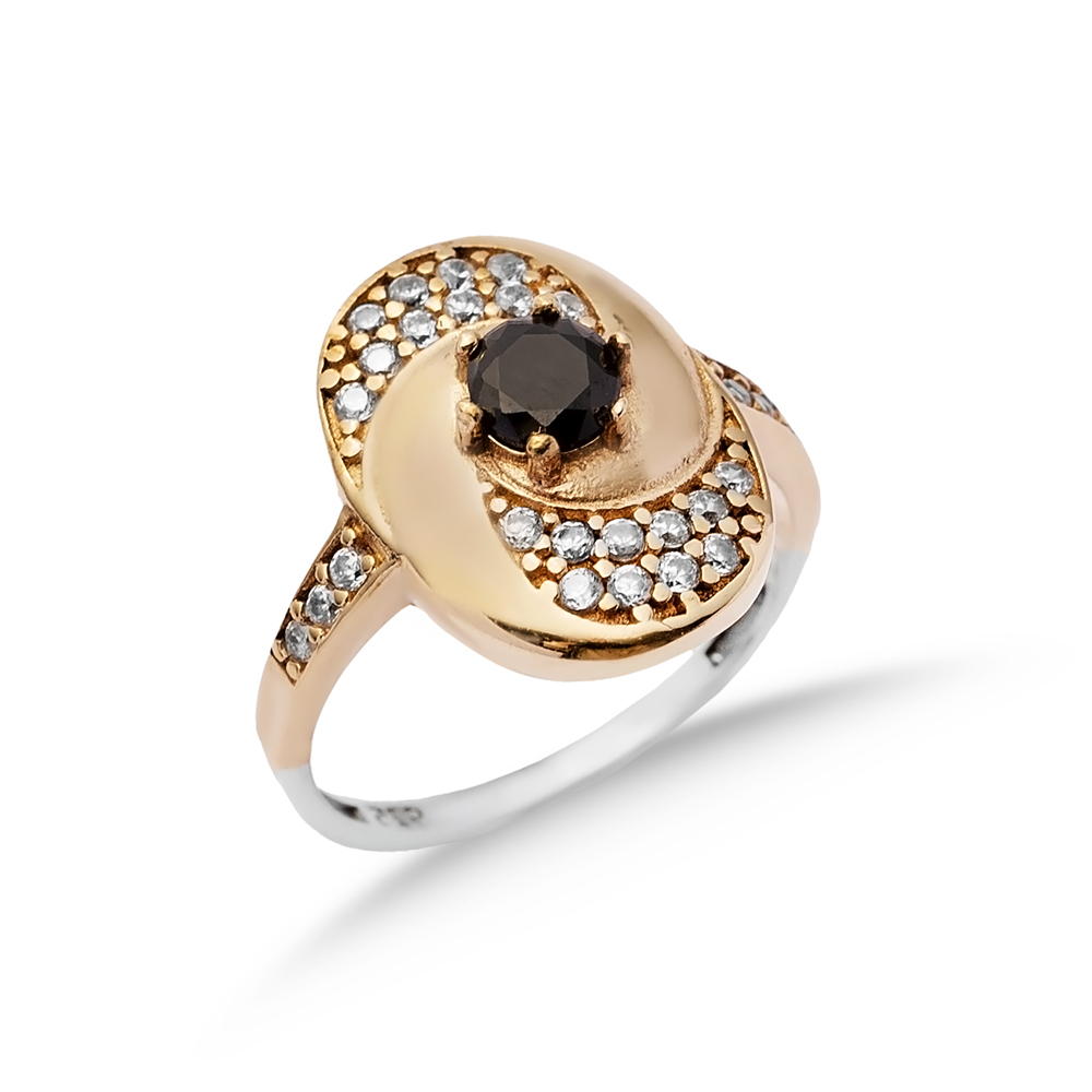Black CZ Turkish Ottoman Silver Authentic Ring