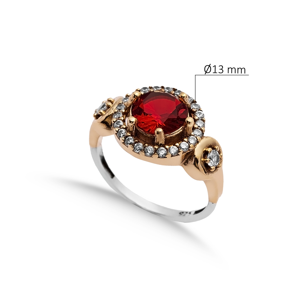 Garnet Round Turkish Ottoman Authentic Ring