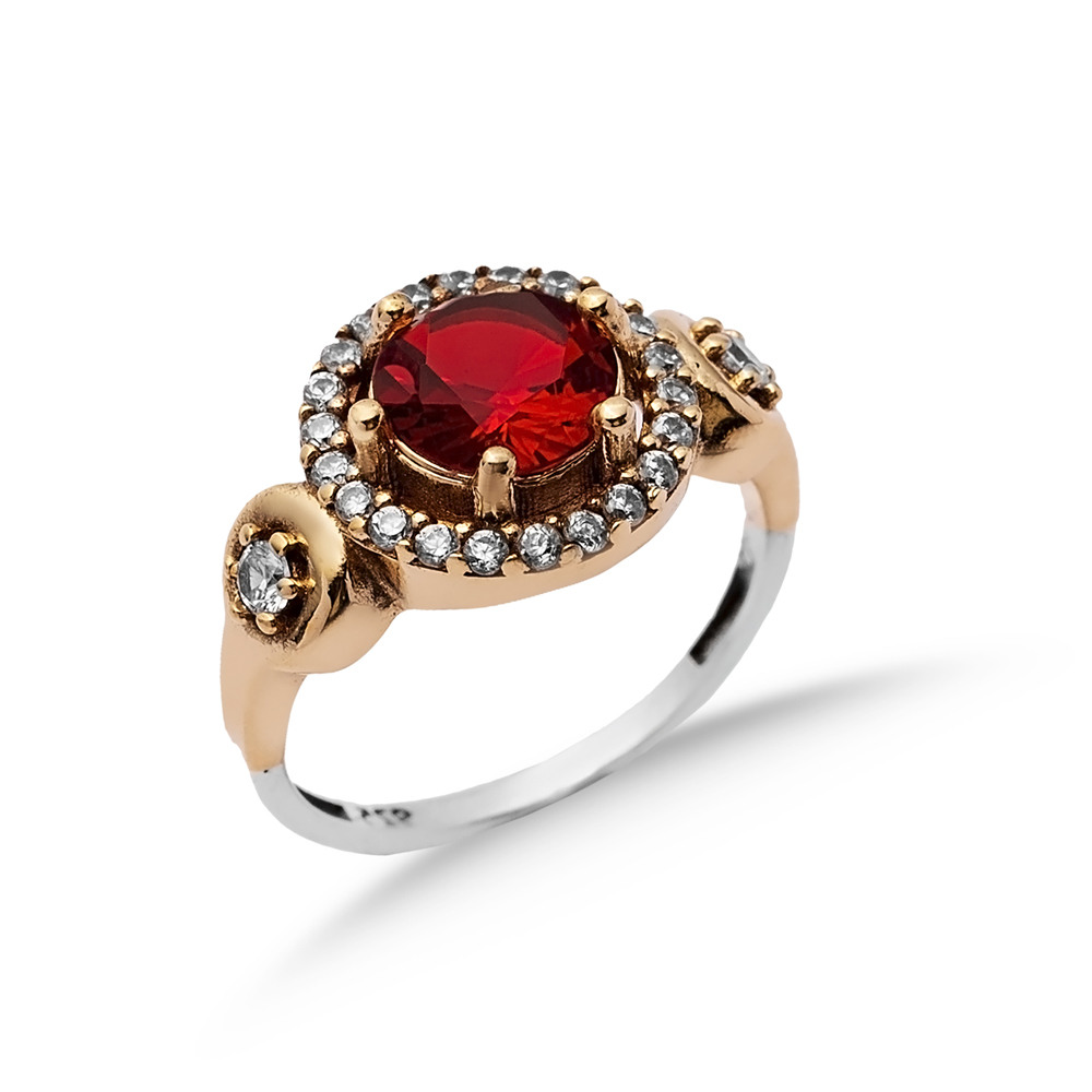 Garnet Round Turkish Ottoman Authentic Ring